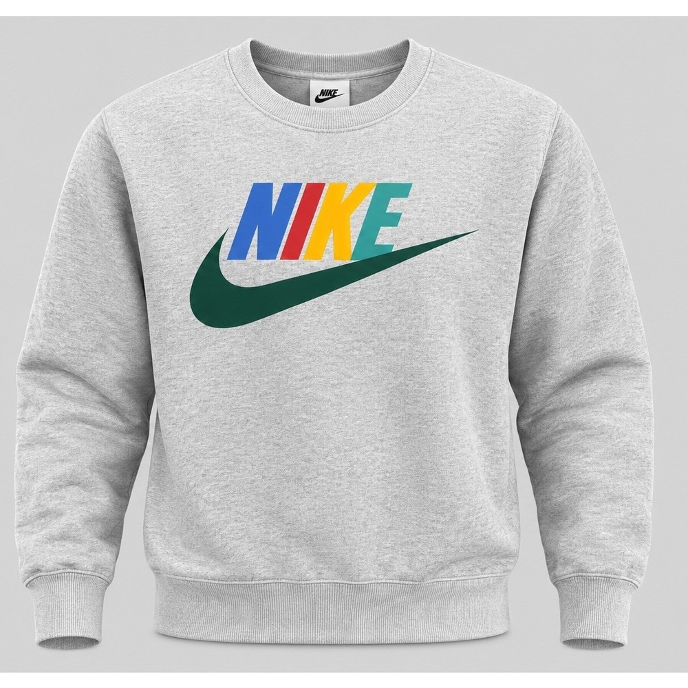 Nike Crewneck Sweatshirt Heather Gray Rainbow Logo Graphic Pullover XL Boys Mens